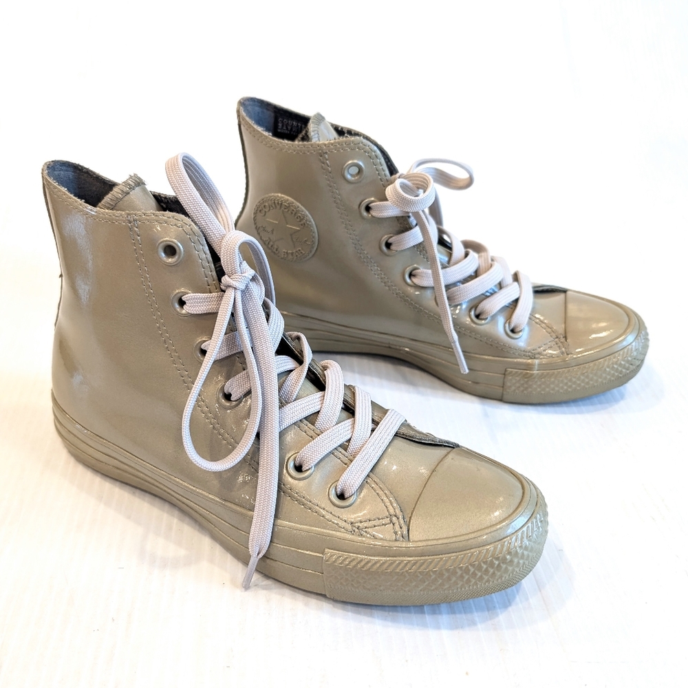 CONVERSE Womens Metallic Rubber High-Top Sneakers in Olive size 5.5